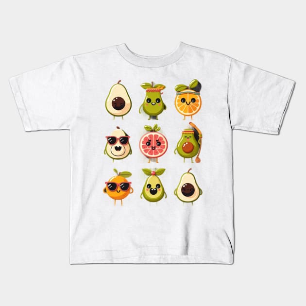 Watermelon Characters Kids T-Shirt by TooplesArt